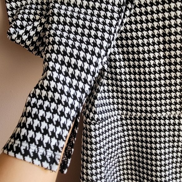 Mi ami Size Small Black & White Checkered Women's Dress Snall Puff Shoulder - Picture 6 of 11